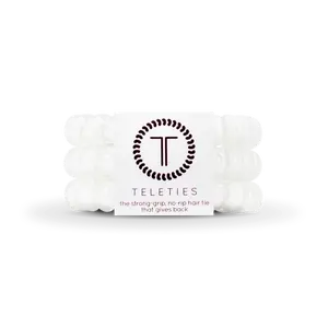TELETIES - Coconut White Large Hair Ties - Strong Grip - No Rip - Reduces Headaches Scrunchies Rubber Bands