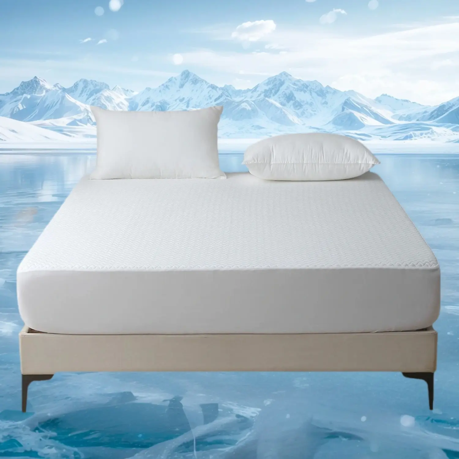 Bamboo Viscose Cooling Fitted Sheet King Size Only, 400 Thread Count, 40cm/16" Deep Pocket Cooling Bottom Sheets for Hot Sleeper, Soft Breathable Without Pillowcase, Cooling Bed Sheets, Cooling Breathable Bedding