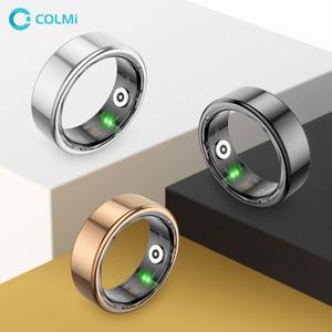 colmi stainless steel smart ring, 1 count fitness sleep heart rate blood oxygen tracker, waterproof long battery life smart fashionable ring for women gift, digital, cyber, wireless