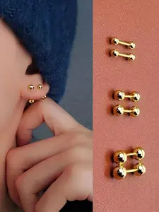 3 Pairs Stainless Steel Ball Stud Earrings - Simple Silver Earrings for Men & Women, 3/4/5mm Set, Perfect for Daily Wear!