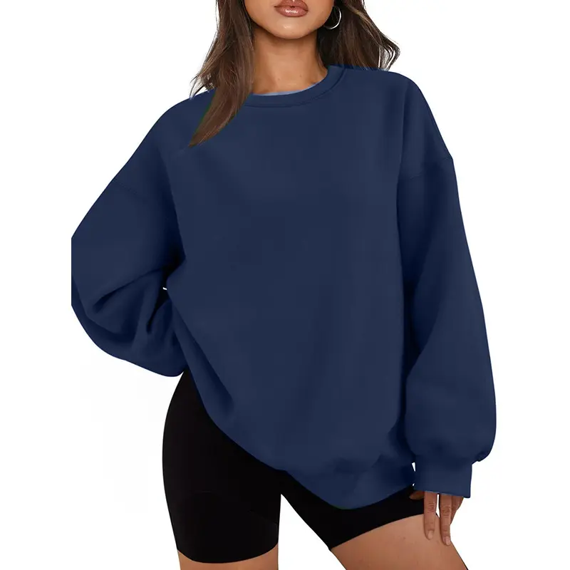 Round neck sweatshirt with navy blue