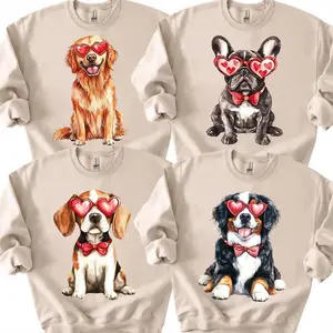 Puppy Love Dog Sand Sweatshirt, Dog Breeds in Adorable Heart Shaped Glasses, Puppy Love Watercolor Sweatshirt, Dog Owner Gift