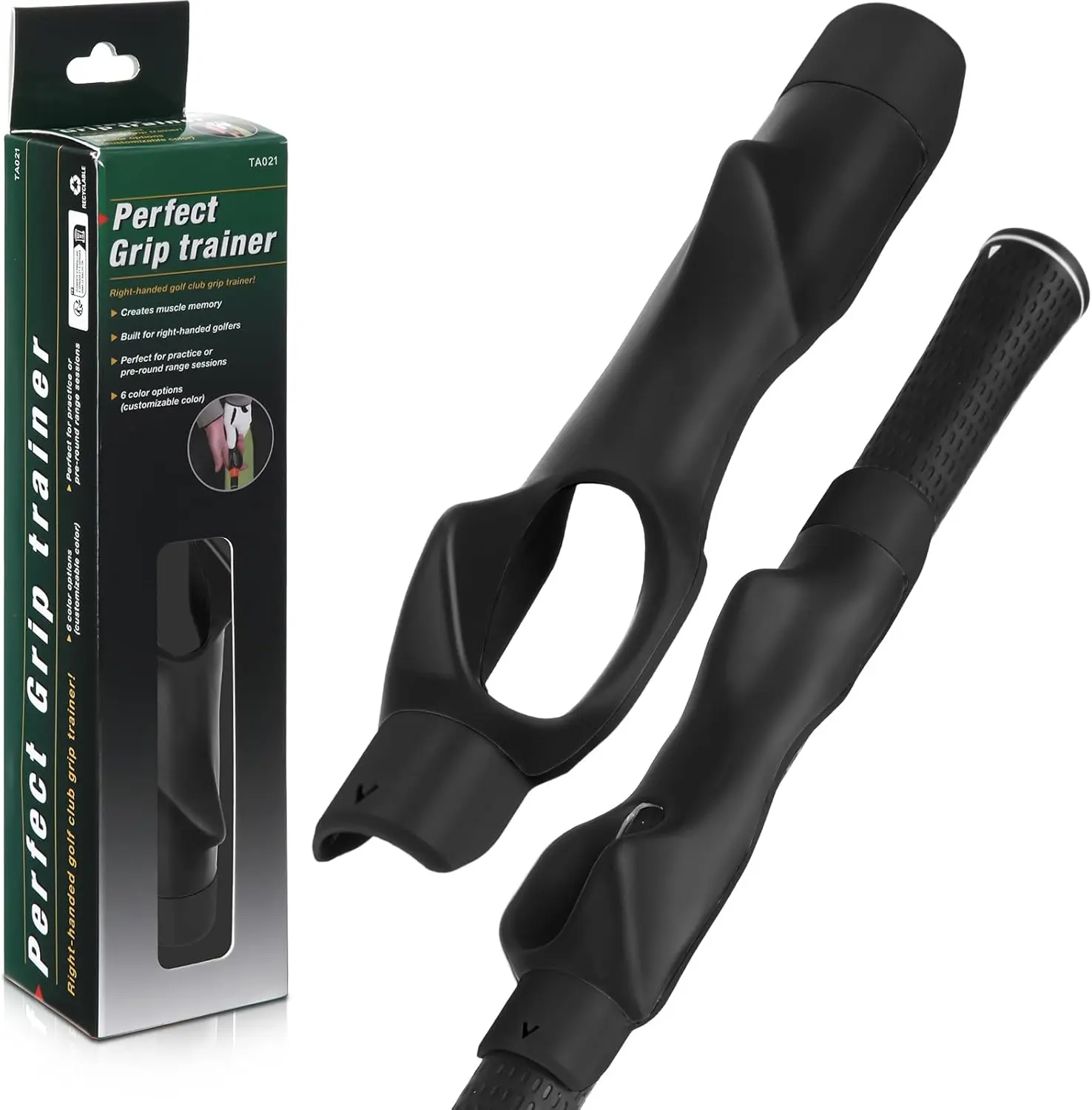 #SummerVibes Golf Grip Trainer Right-Handed Golf Club Grip Trainer Attachment, Corrects Hand Positioning, Builds Muscle Memory, Fits Standard Golf Club Grips (Driver to Wedge) for Practice, Pre-Round Warm-Up cart cam