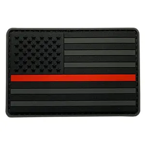 Firefighter Thin Red Line USA Flag Tactical Patch [PVC Rubber-F9]