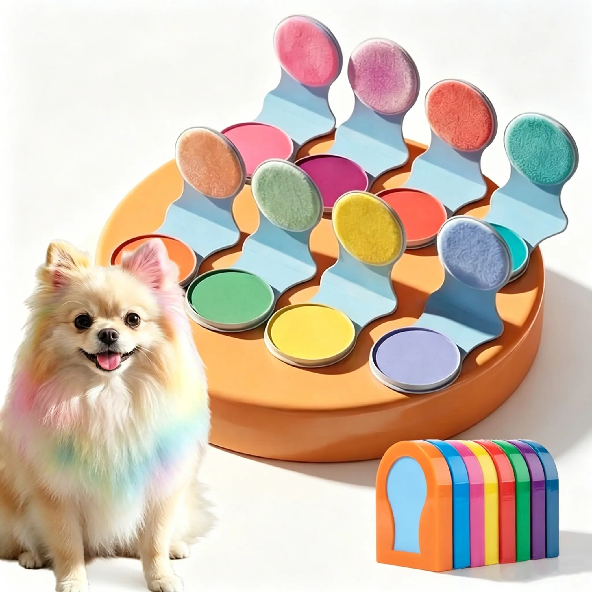 8 Colors Pet Hair Chalk Temporary Dye Powder for Dogs Cats, Washable Non-Toxic Fur Color Chalk, Quick Easy DIY Pet Grooming Makeup for Party Cosplay