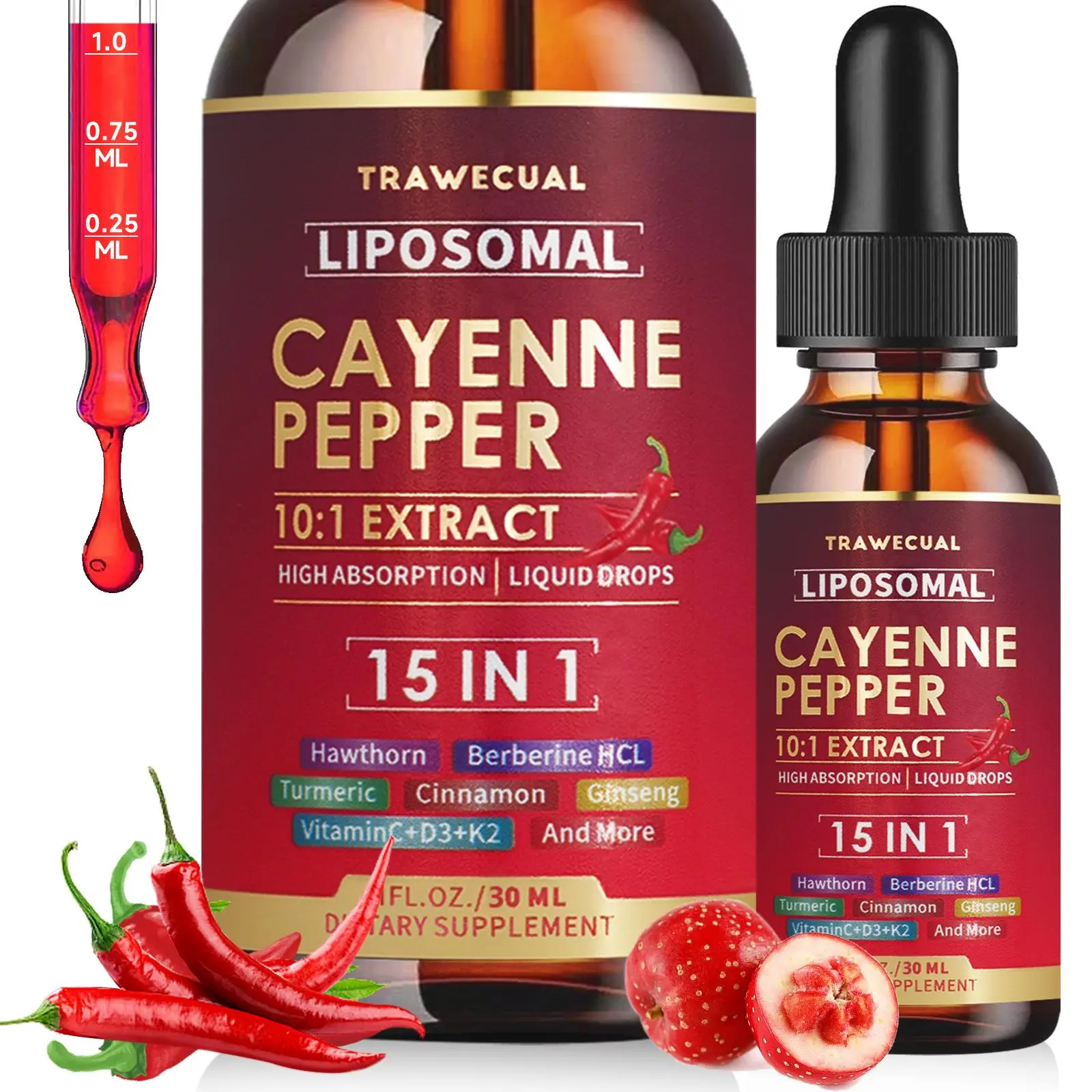 Liposomal Cayenne Pepper Drops with Berberine & Beet Root – Daily Energy & Gut Health Support (30ml) herbal