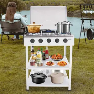 Natural Gas Stove With 5 Burners, Portable Natural Gas Stove