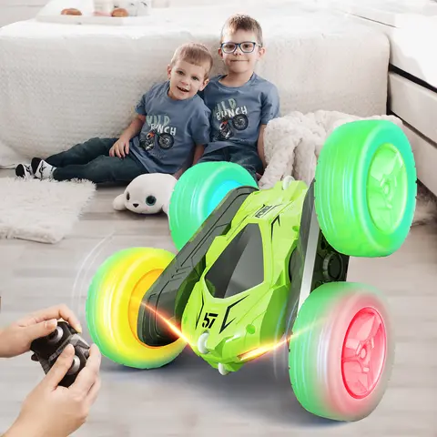 Tecnock Remote Control Car, 360° Rotating Car Toy with Gesture Sensing, Wheel Lights, Gift for Kids, Summer Toys