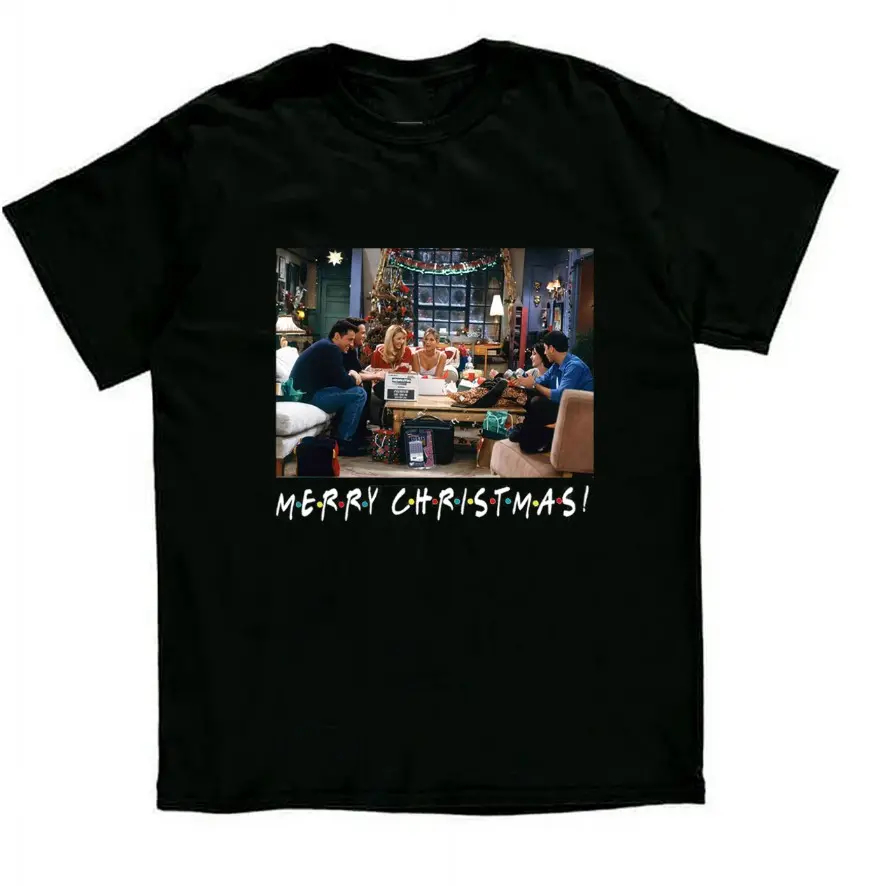 Anna Love Store, Merry Christmas Friends TV Show Rachel Phoebe Chandler Monica Joey Ross T-shirt, Friends TV Series Fan Gift, Friends Tee, Friends Group Photo Shirt, Gildan Cotton, Modern Classic Fit