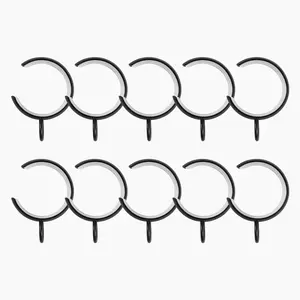 TWOPAGES Vengo Quiet-Glide C-Loop Curtain Rings – Smooth Sliding Drapery Rings (Pack of 10)
