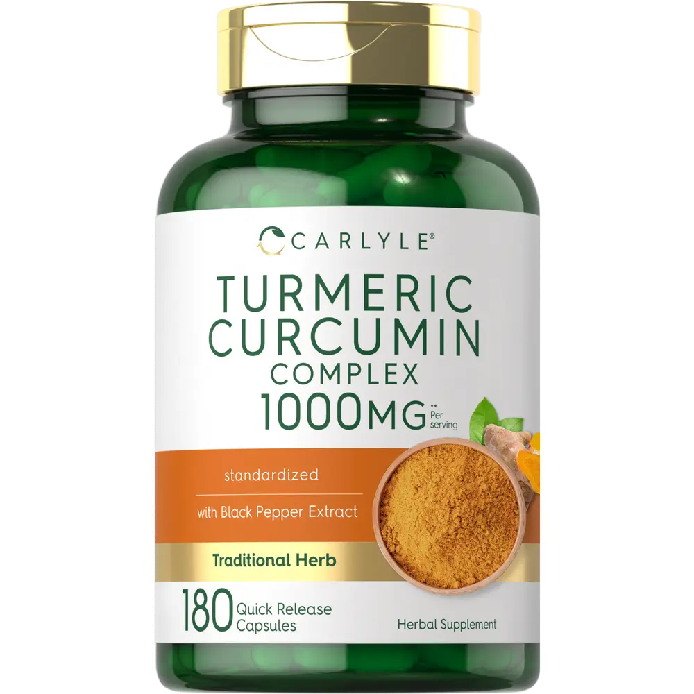 Carlyle Turmeric Curcumin with Black Pepper 1000mg | 180 Capsules | Turmeric Complex Supplement | Non-GMO, Gluten Free