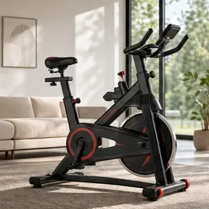 Indoor Exercise Bike Stationary Cycling Bike with Monitor Adjustable Resistance Comfortable Padded Seat Multi-Directional Handlebars Stable Steel Frame Belt Drive Quiet Portable Home Fitness Workout Cycle Black+Red, Black+Blue/Black+Red Color