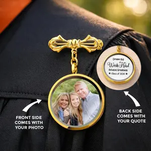 Walking With You Today and Always Charm, Custom Graduation Memorial Photo Pin Gift for Her, Graduation Gown Pin for Remembering Loved Ones