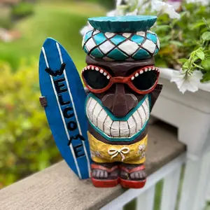Tiki surfer with welcome sign