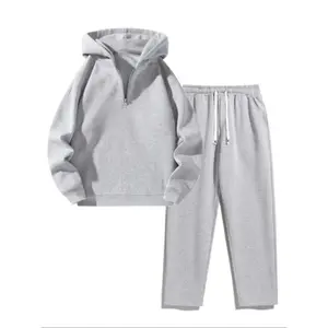 Men's Two-Piece Hoodie & Sweatpants Set, Half-Zip Pullover, Warm Casual for Fall Winter Outdoor Activities