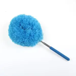 Extendable Duster Telescoping Pole with Washable Microfiber Head Reusable Removable Anti-Static Household Cleaning Tool Blue-Large Retractable for Walls Furniture Door & Window Tops