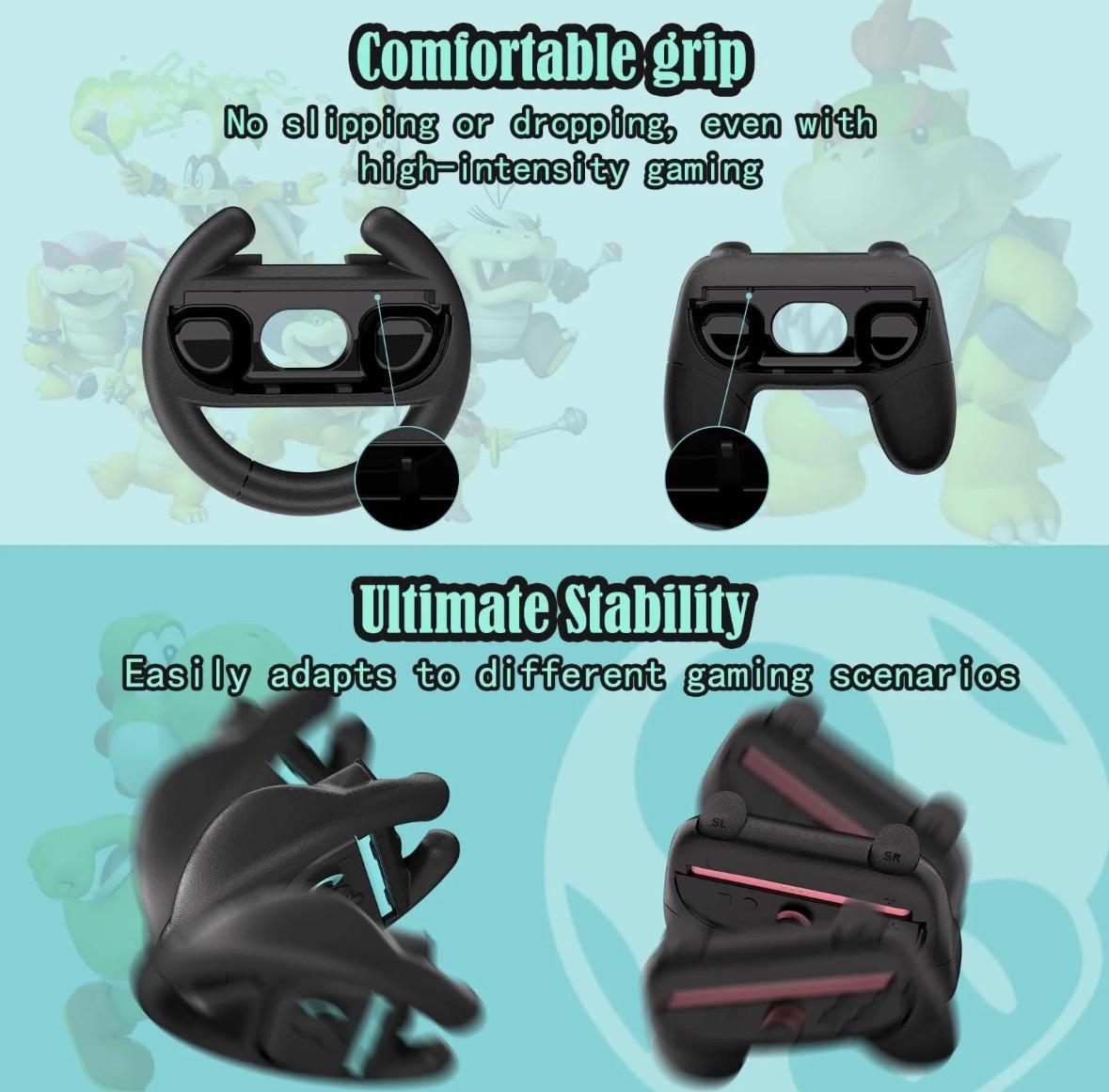 Switch 2 Steering Wheel for Nintendo Switch 2 – Family-Friendly Joy-Con Controller Grip – Kid-Safe Switch 2 Racing Wheel – Fun Switch 2 Accessories for Mario Kar