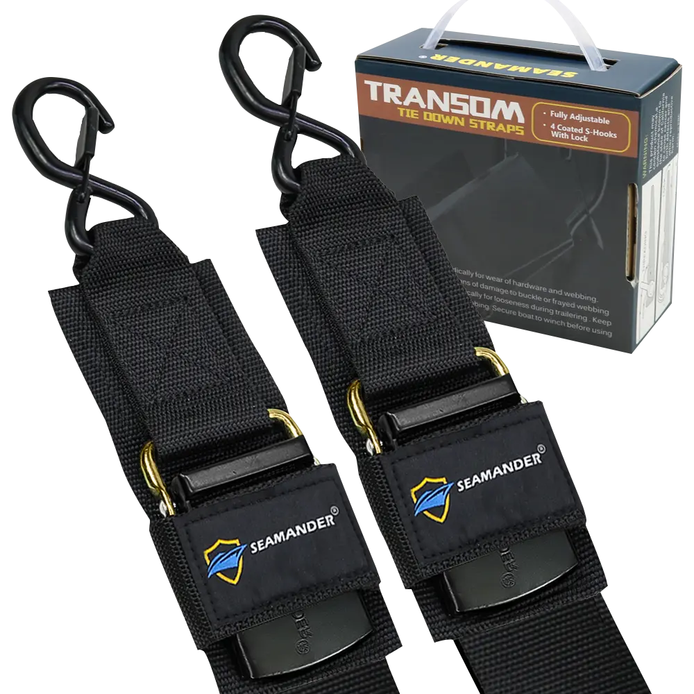 Seamander Marine Boat Trailer 2 inch Trailer Transom Tie-Down Straps, 1 Pair