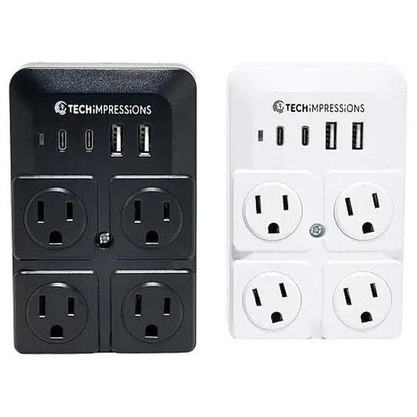 Tech Impressions 2 pack Surge Protectors with Rotating Outlets