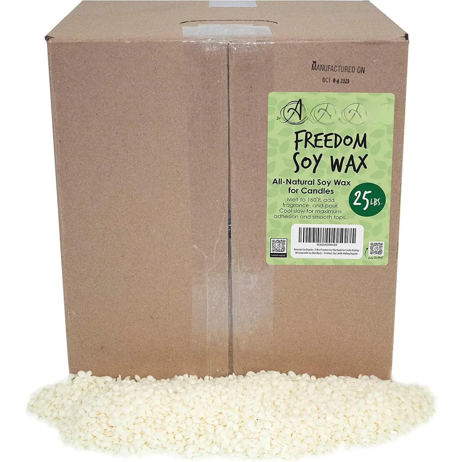 Freedom  Wax Beads for Candle Making -  Candle Making Supplies - Paraffin-Free, Beeswax-Free Candle Wax for Container Candles, Tealights and Wax Melts, 25 lbs