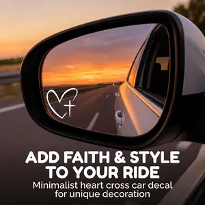 4Pcs Love & Cross Car Mirror Stickers, Vinyl Die Cut Faith Decals, Universal Car Exterior Decor, Religious Gift