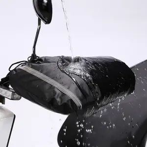 Winter E-Bike Motorcycle Handlebar Thick Waterproof Cotton Gloves, Pure with Reflective Strip, 1 Pair