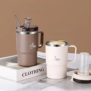 4pcs Set: 18.6oz Stainless Steel Tea Infuser Mug with Detachable Strainer, Foldable Spoon & Straw |   Leak-Proof, Portable for Hot/Cold Drinks - Perfect for Office, Car, Camping (Includes Free Folding Spoon)