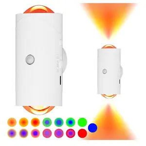 Motion Sensor LED Night Light RGB Ambient Wall Lamp USB Rechargeable with Magnetic Stick On Design Dimmable Soft Lighting for Bedroom Hallway Staircase Entryway Home Decor