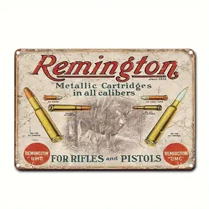 Aluminum Remington Guns & Deer Hunting Sign - 8"x12" Cabin Wall Art