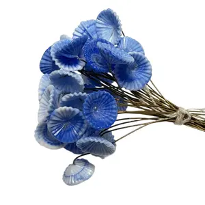 Vintage Czech Glass Flower Stamens - Blue Pressed Glass with Wire Stems 90mm - Individual Floral Components