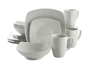 Home Zen Buffet Dinnerware Set Porcelain Chip-Resistant Plates, Bowls, Mugs, Service for 4 (16pcs)