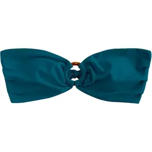 Women's Bandeau Strapless Bikini Top with O Ring Tie Back Swimsuit Tube Top