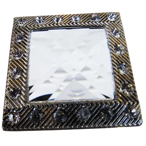 HILASON Screw Back Concho Silver Crystals Square Saddle White Color | Western Belt Slotted Conchos