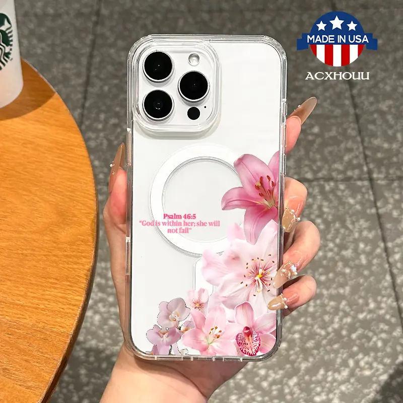 Girly MagSafe-Ready Magnetic Phone Case for iPhone 11/12/13/14/15/16 Pro Max, Blossoms Design TPU Cover, Slim Fit, Shockproof Protector, Anti-Drop, Drop-Proof, Durable Mobile Accessory for Soft Girl Aesthetic