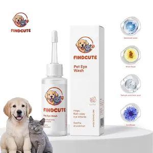 FINDCUTE Pet Eye Drops 4oz  – Safe & Gentle Wash for Dogs & Cats, Removes Dust & Pollen, Soothes Dry Eyes & Redness, Eases Tears Stains