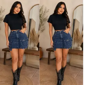 Luna9898-Cargo Skirt with Rhinestones