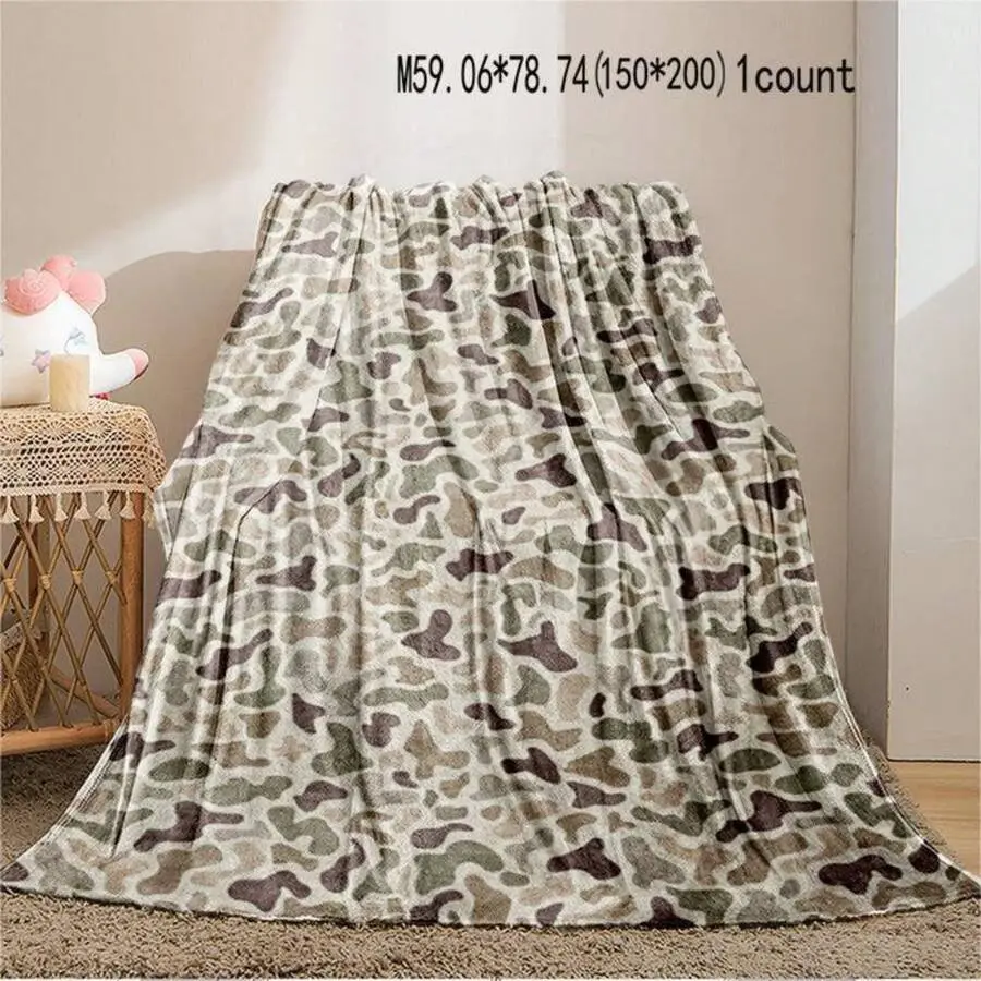 Camouflage Pattern Blanket, Soft Lightweight Throw Blanket, Air-Conditioned Room Blanket, Warm Nap Blanket For Home Office Travel Camping Same Day Ships Cooling Print Flannel Flower Soft Comfortable Warm Napping Throw Dino Blanket,Men Gift,Boyfriend
