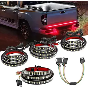 Nilight 60 Inch 504Leds Red White Amber Triple Row LED Tailgate Light Strip 4Way Y-Splitter 3PCS