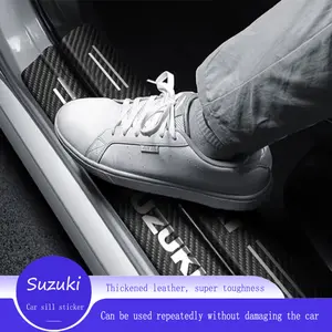Car Door Threshold Carbon Fiber Door Sill Protection Strip Scuff Plate Decorative Sticker Badge Accessories For Suzuki