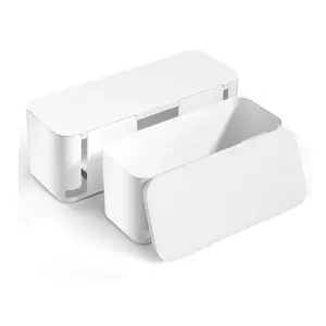 Cable Management Box, 2 Pack Cable Organizer Box, Large and Medium Size, Cord Hider Box to Hide Surge Protector Cover on Desk or Floor - White