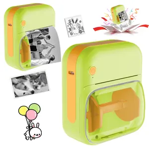 Mini Sticker Printer Childrens Gift Portable Thermal Printer for Pictures Vintage Style Photos Receipts Notes Lists Labels Memos QR Codes Bluetooth Wireless Smart Printer Bluetooth Thermal Note Machine for Learning Journaling Note Taking
