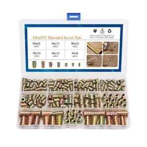 165 count Threaded Inserts Nuts,  Insert Assortment Tool Kit, M4/M5/M6/M8 Furniture Screw in Nut Inserts Metric Bolt Fastener Hex Socket Drive for  Furniture Assortment