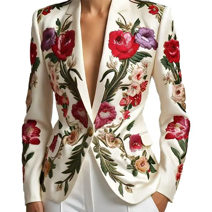 Women’s Luxurious Multicolor Floral Embroidered Blazer
