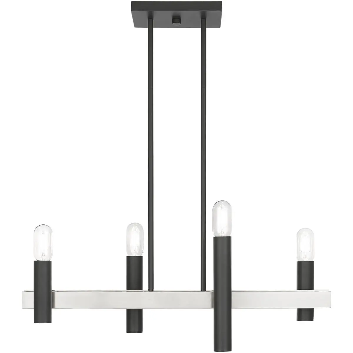 8.25 inch 4 Light Scandinavian Gray & Brushed Nickel Linear Chandelier with Steel base material