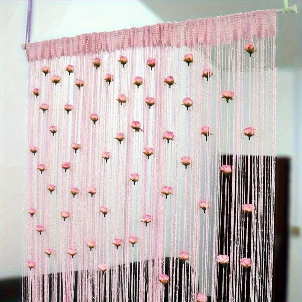 Chinese Style Door Curtain, Curtain for Doorway, Tassel Decor Curtain, Adjustable Flowers Pattern Door Curtain, Curtains Floral, Home Decor for Living Room Bedroom Entrance, Interior Decoration Accessories