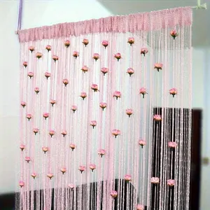 Chinese Style Door Curtain, Tassel Decor Curtain, Adjustable Flowers Pattern Door Curtain, Home Decor for Living Room Bedroom Entrance, Interior Decoration Accessories