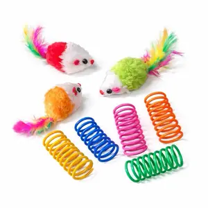 Interactive Cat Toy Set 8 Pack – Colorful Springs + Catnip Mouse