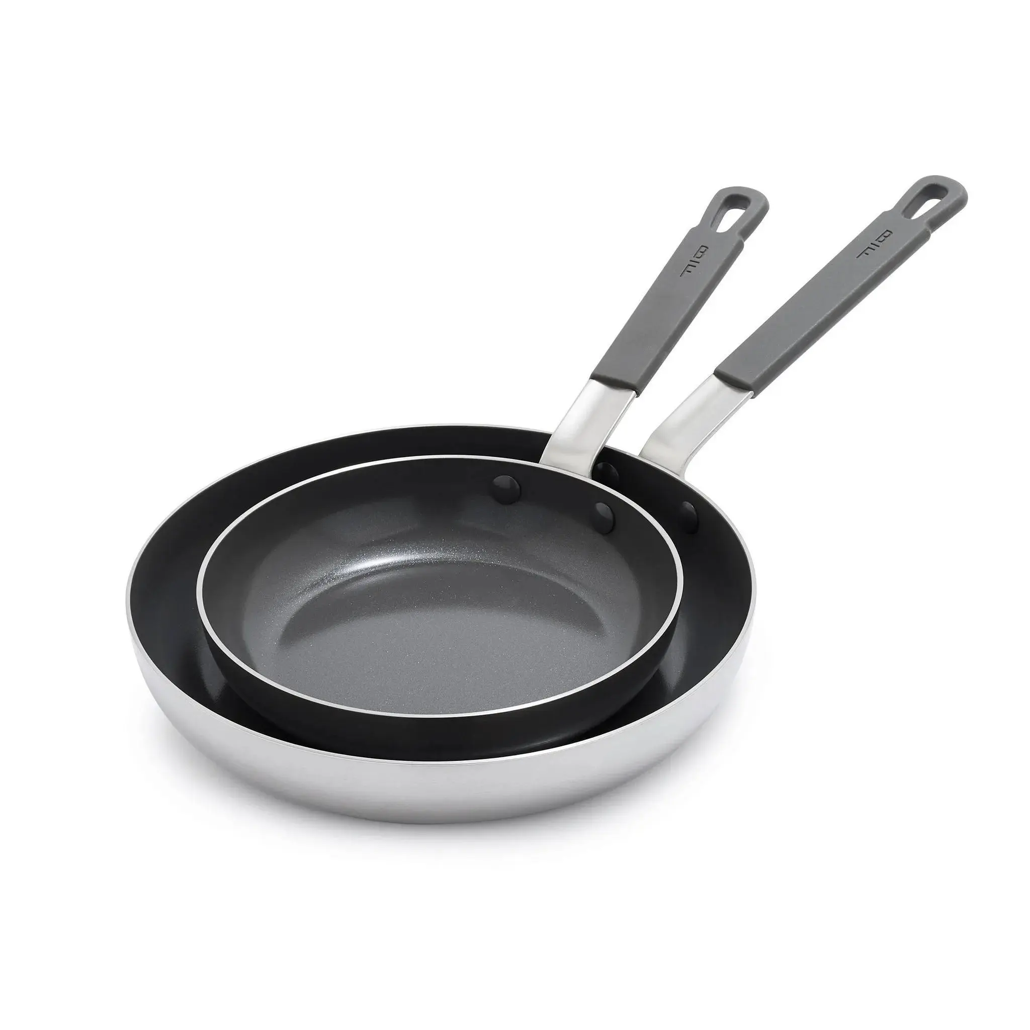 Stainless Steel Ceramic Nonstick Fry Pan Set - 8" and 10"