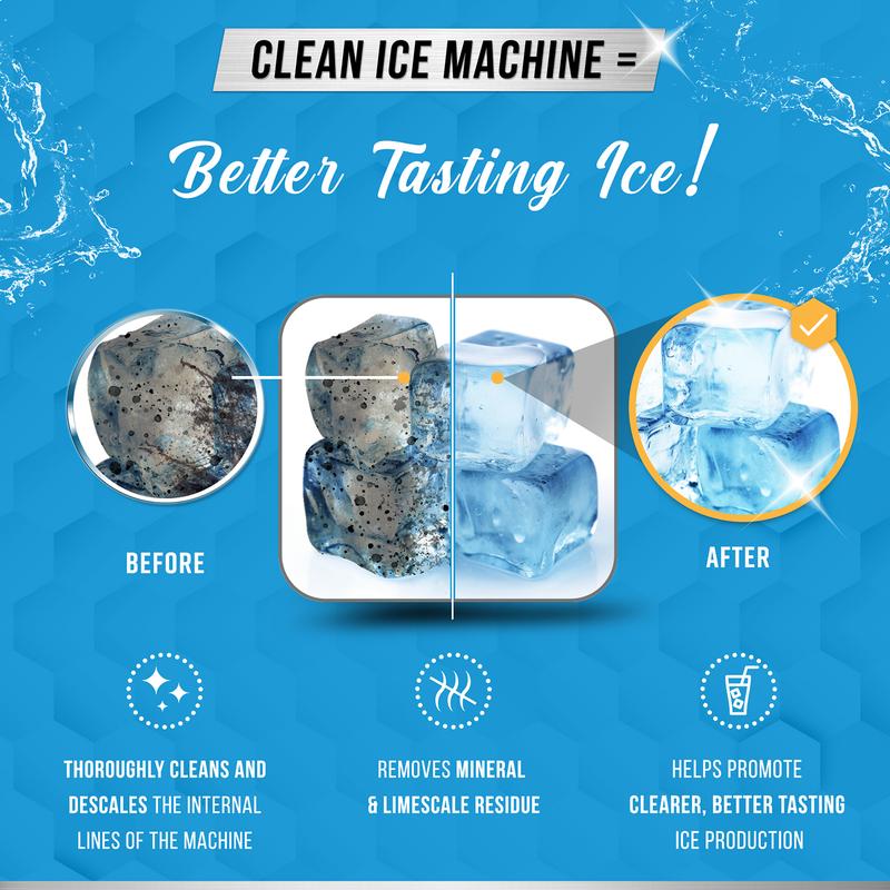 Ice Machine Cleaner Maker Descaler - 24 ACTIVE Clean Tablets Compatible with Frigidaire, Opal, GE Profile, Kitchenaid, Nickel Safe Scale Remover for Countertop, Nugget Ice Makers  Bulk 1 Year Supply