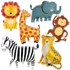 6pc Safari Animal BalloonsGiant Zebra, Lion, Giraffe Balloons for Jungle Theme Birthday Party
